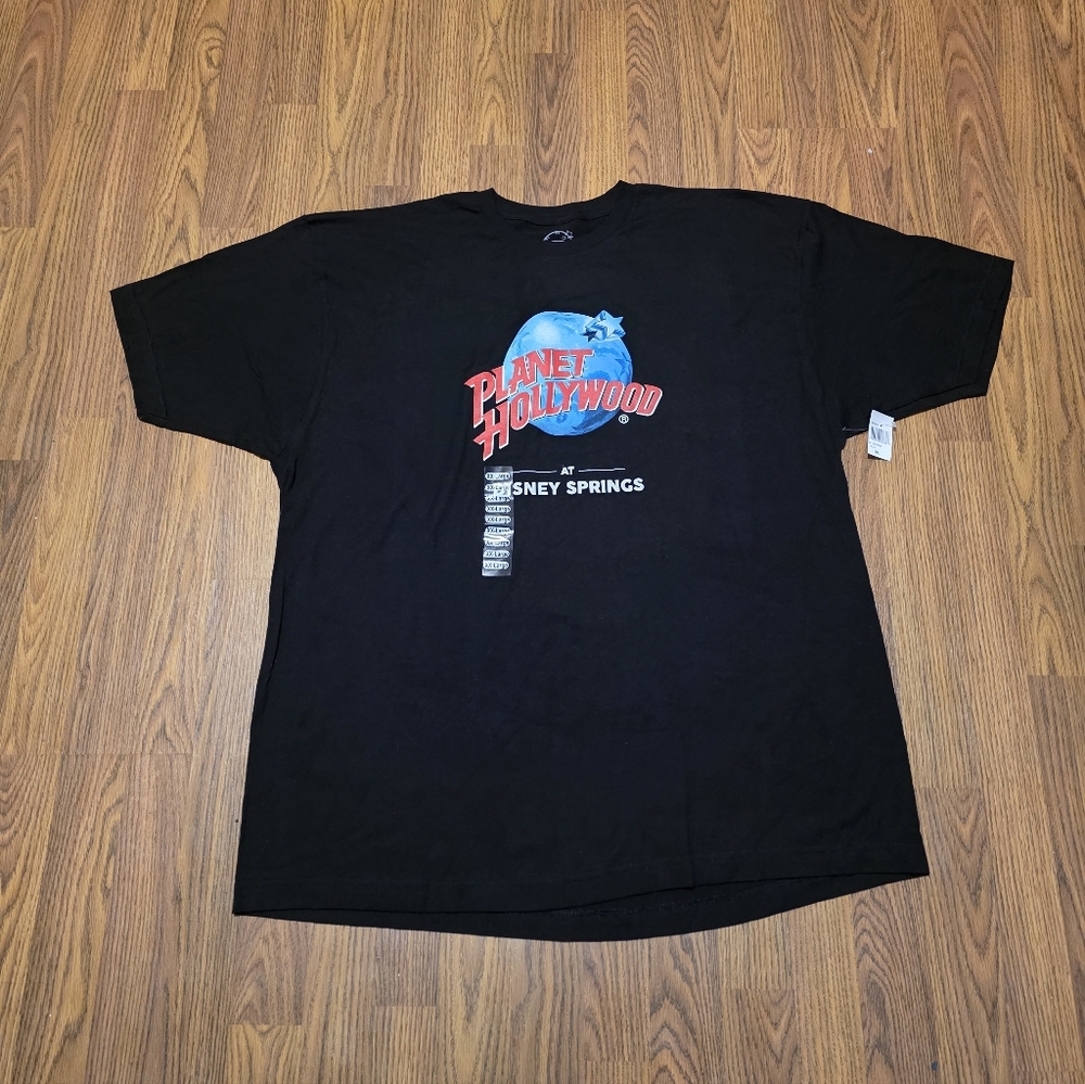 BNWT Planet Hollywood Disney Springs Black Graphic T-Shirt 2XL Disney Tee B56